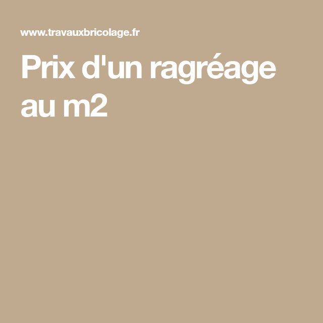 Coût moyen ragréage m2